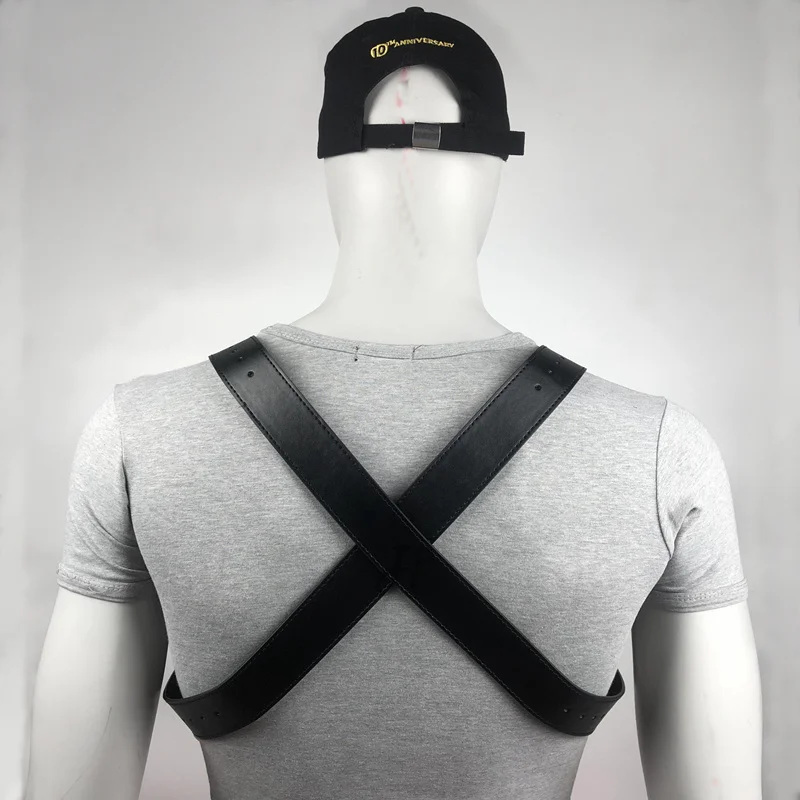 

Male BDSM Harness Bondage Fetish Gay Punk Clothes Restraint Accessories Leather Chest Belts Strap Sissy Erotic Sex Toys for Men