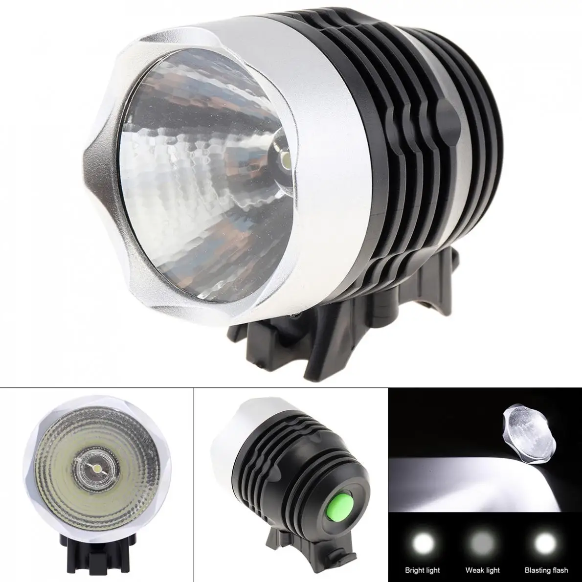 

3 Modes T6 LED Lights Green Keys Waterproof IP65 Bicycle Headlights with 50-100m Far-range Radiation for Night Riding