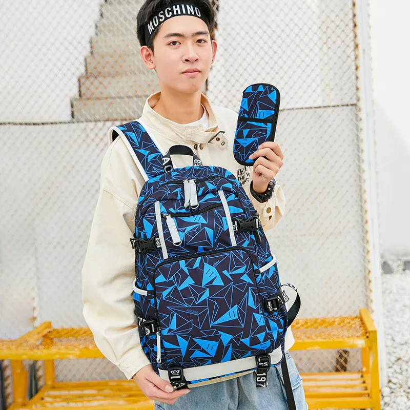 Новинка мужские школьные сумки водонепроницаемый рюкзак с зарядкой через usb для