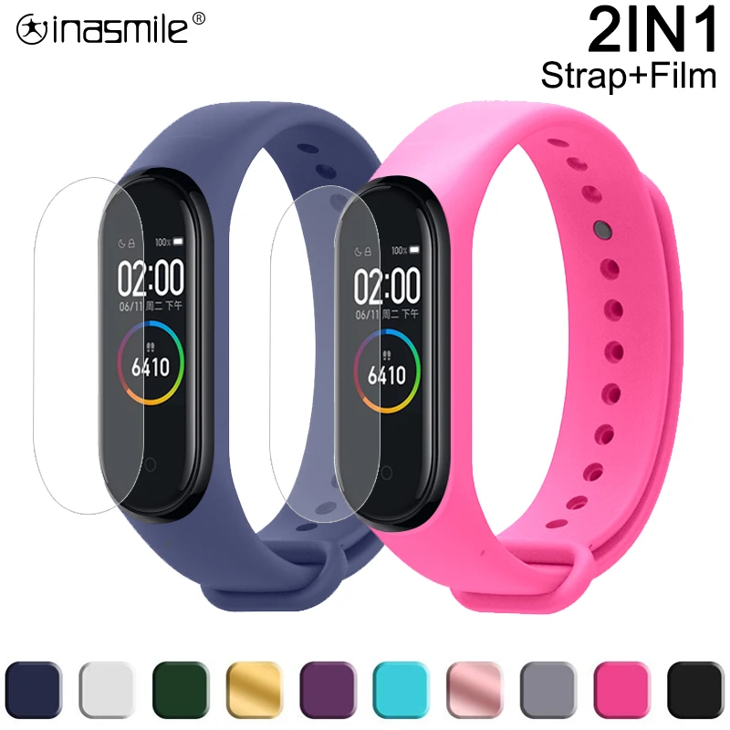Браслет для Xiaomi Mi Band 3 4 спортивный силиконовый ремешок часов xiaomi mi band 2 с защитной