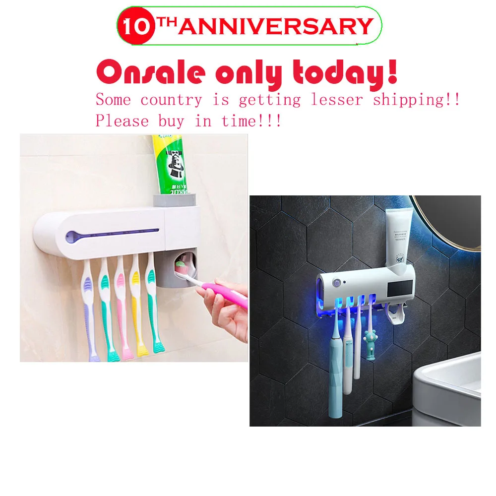 

Multifunctional Toothbrush Holder Ultraviolet Toothbrush Sterilizer Disinfection UV Toothbrush Disinfector Toothpaste Dispenser