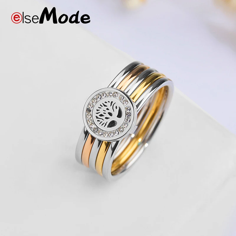 ELSEMODE 8 мм кубический цирконий Древо жизни шармы кольца из нержавеющей стали