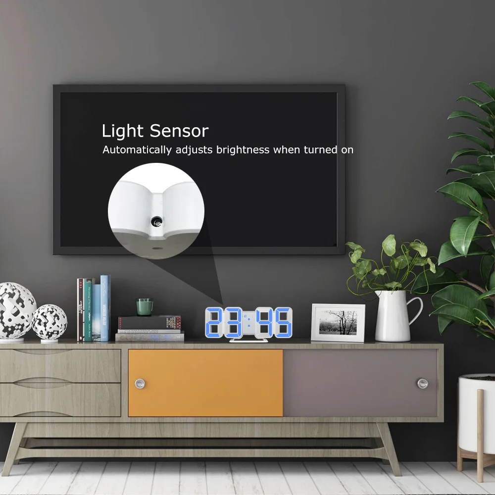 Часы светодиодные настенные большие цифровые с отображением даты и времени 12/24