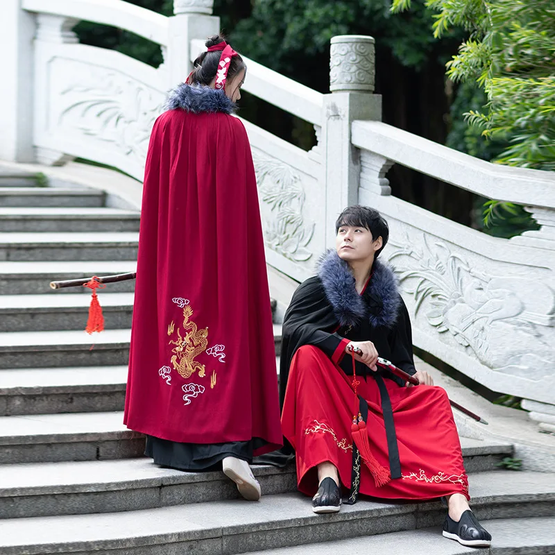 

New Hanfu Coat Chinese Style Traditional Ancient Cloak For Couple Velvet Cape Ming Dynasty Classical Dance Costumes DQL3095