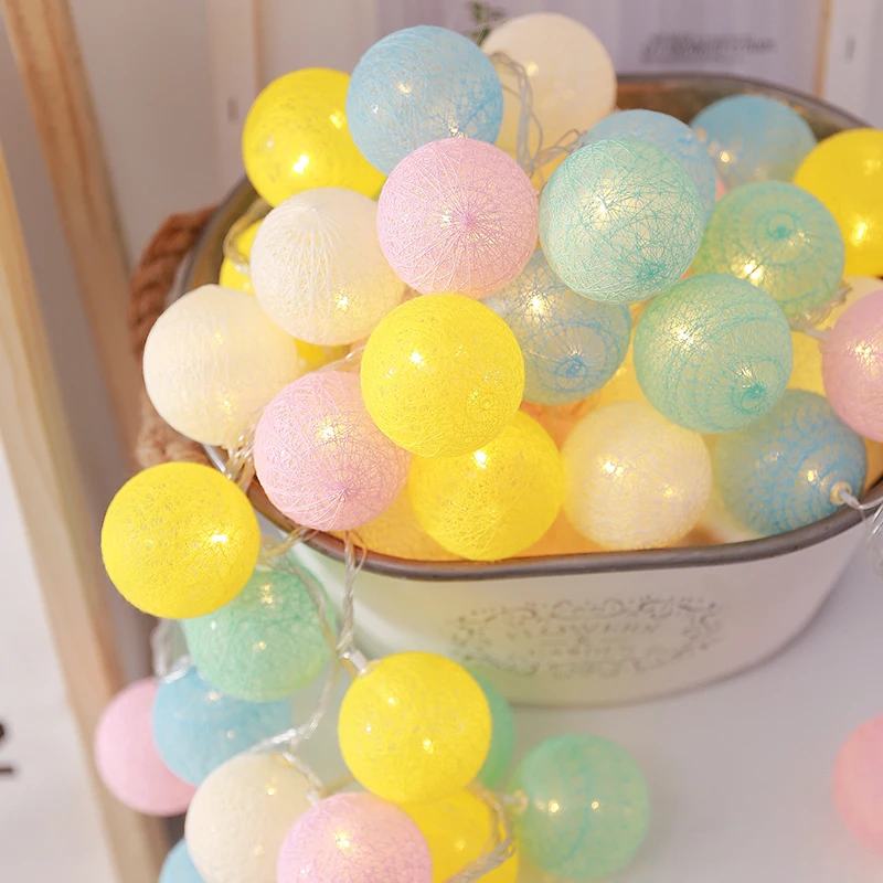

Christmas Cotton Sewing Thread Ball String Lights Home Wedding Festival Christmas Party Decorative String Lamp Fairy Lights