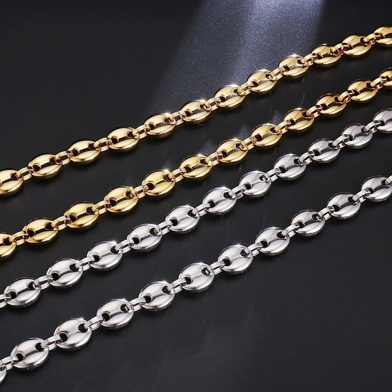 

Men Punk Rock Gold Color High Quality Metal Coffee Beans Link Chain Necklace Jewelry