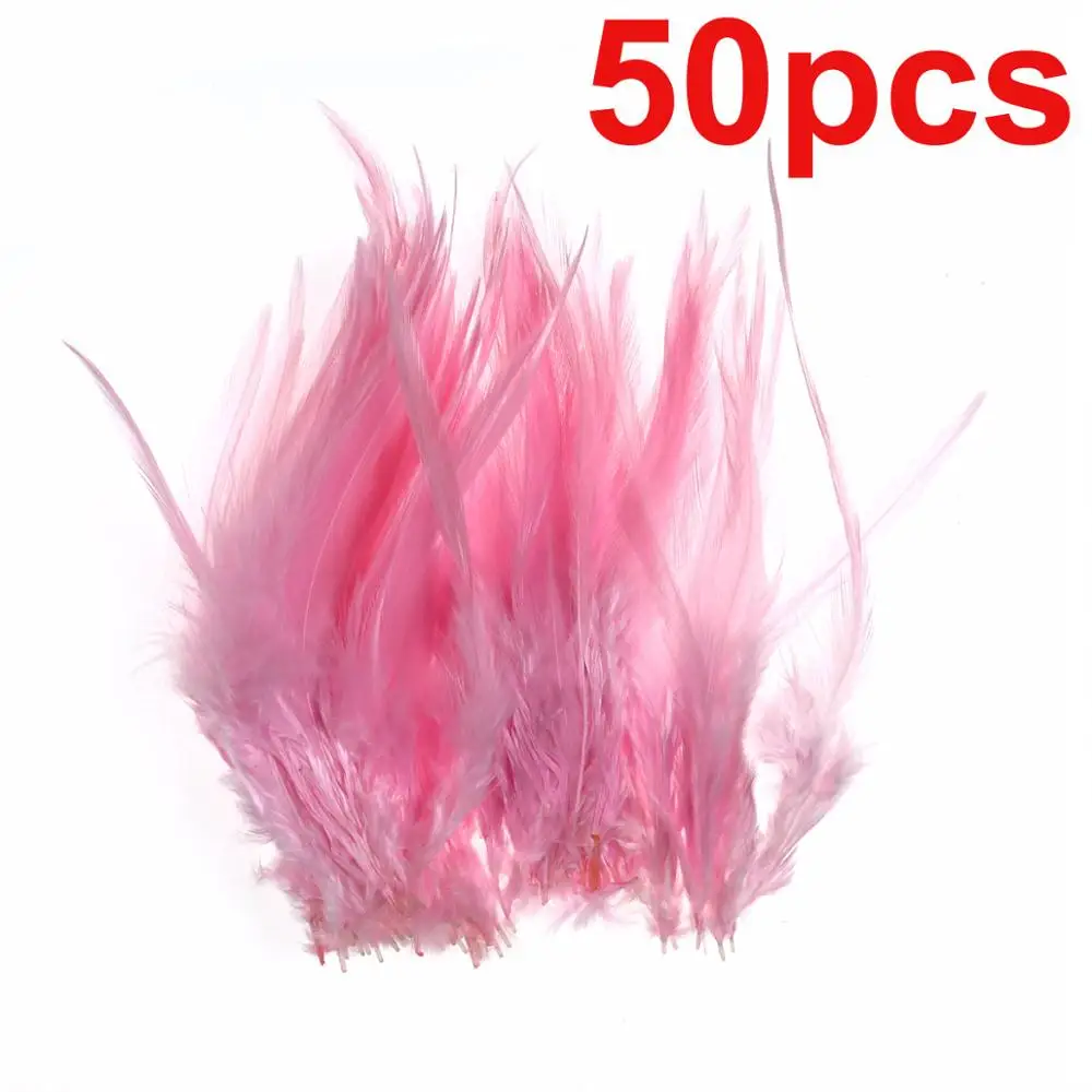 Pink 50PCS Wifreo 50 шт. длинные перья украшение на седло перья, привязываемые к приманке петух шлаппен для форели лосось Steelhead бас соленой воды стример завязывания - Цвет: Pink 50PCS