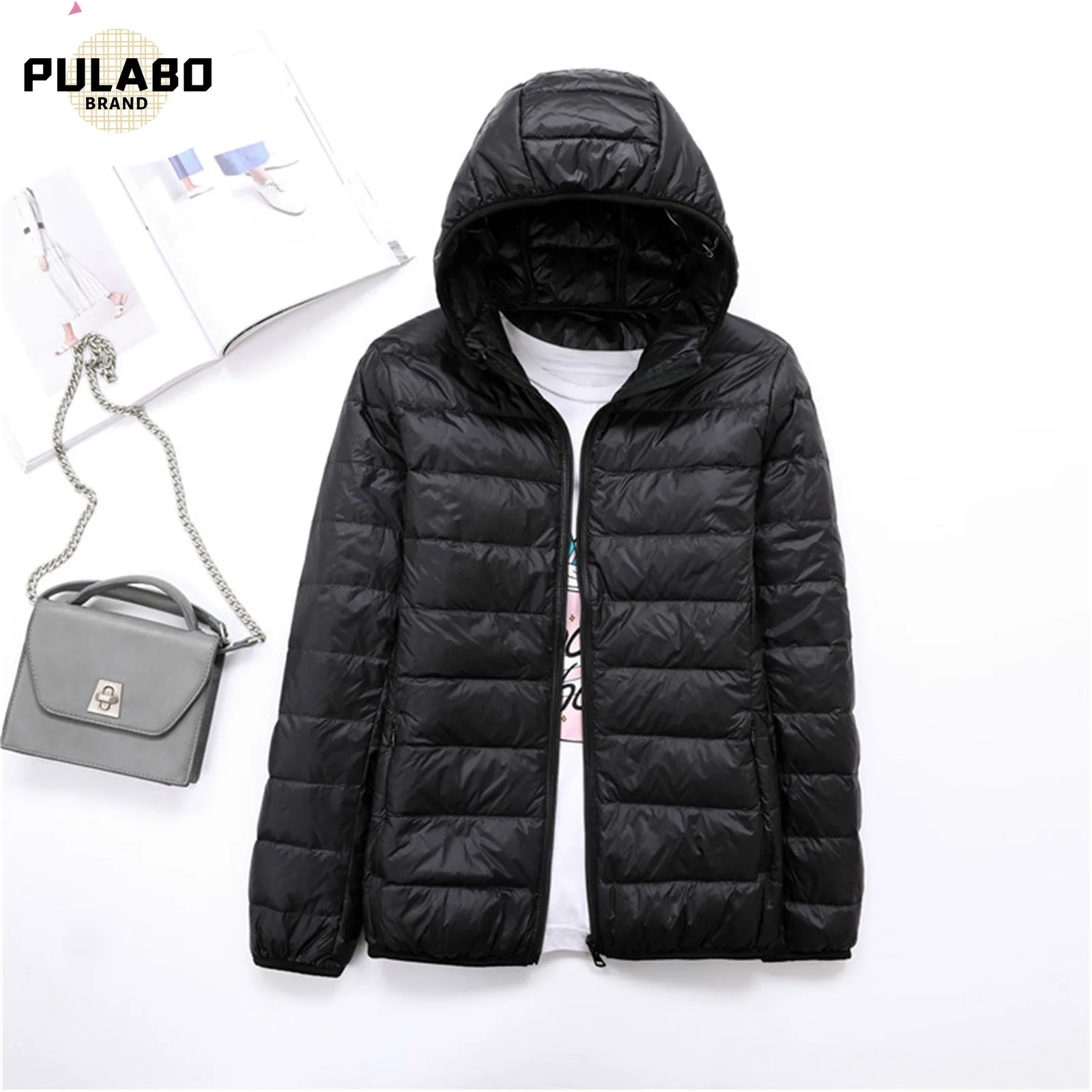 

Winter Jacket Women Ultra Light Down Jacket Women Hooded Coat 90% Duck Down Jacket Packable Thin Feather Short Parka