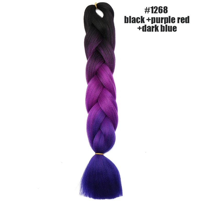 #24 Benahair, 24 дюйма, огромные косички, длинные, Омбре, Джамбо, синтетические косички, вязанные волосы, розовый, фиолетовый, синий, красный, наращивание волос, африканские для женщин - Цвет: #24
