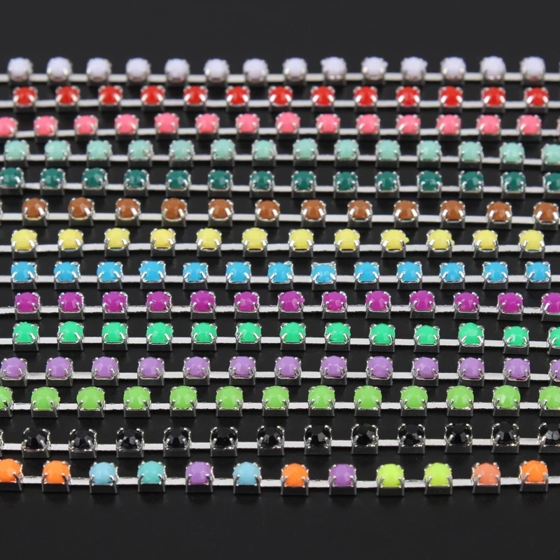 Новинка серебряная цепочка для чашек акриловые стразы цепь SS12 (3 мм) 15 цветов 3