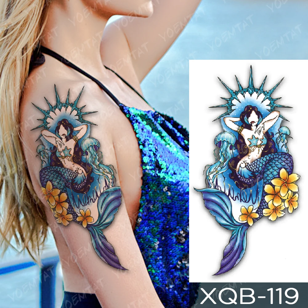 Waterproof Temporary Tattoo Sticker Rose Unicorn Dream Flash Tattoos Mermaid Color Feather Body Art Arm Fake Tatoo Women Men images - 6