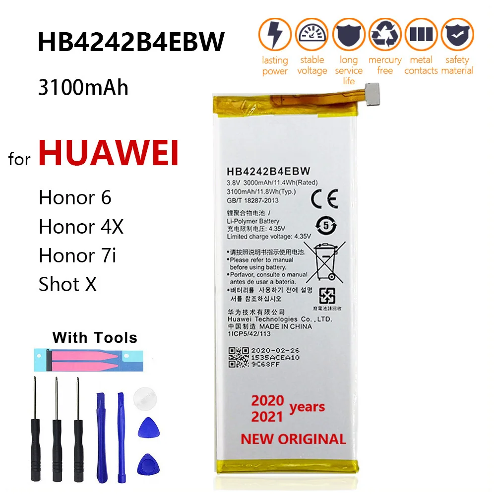 

100% Original Huawei Battery for Huawei honor 4X honor 6 honor che2-l11 H60-L01 H60-L02 H60-L11 H60-L04 HB4242B4EBW 3000mAh