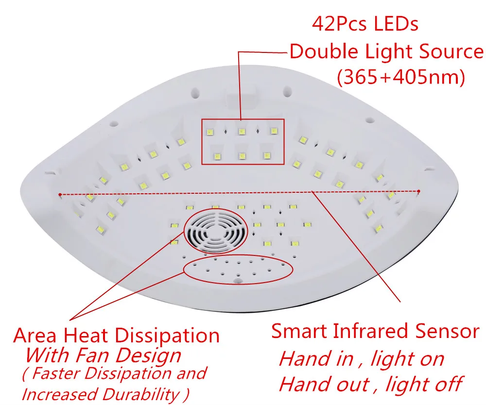 УФ светодиодный лампа для маникюра Сушилка ногтей со встроенным охлаждающим