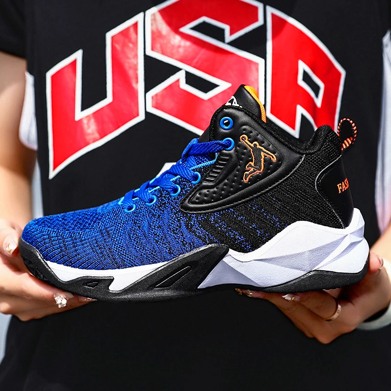 Детские баскетбольные кроссовки Jordan дышащие с высоким верхом сетчатые