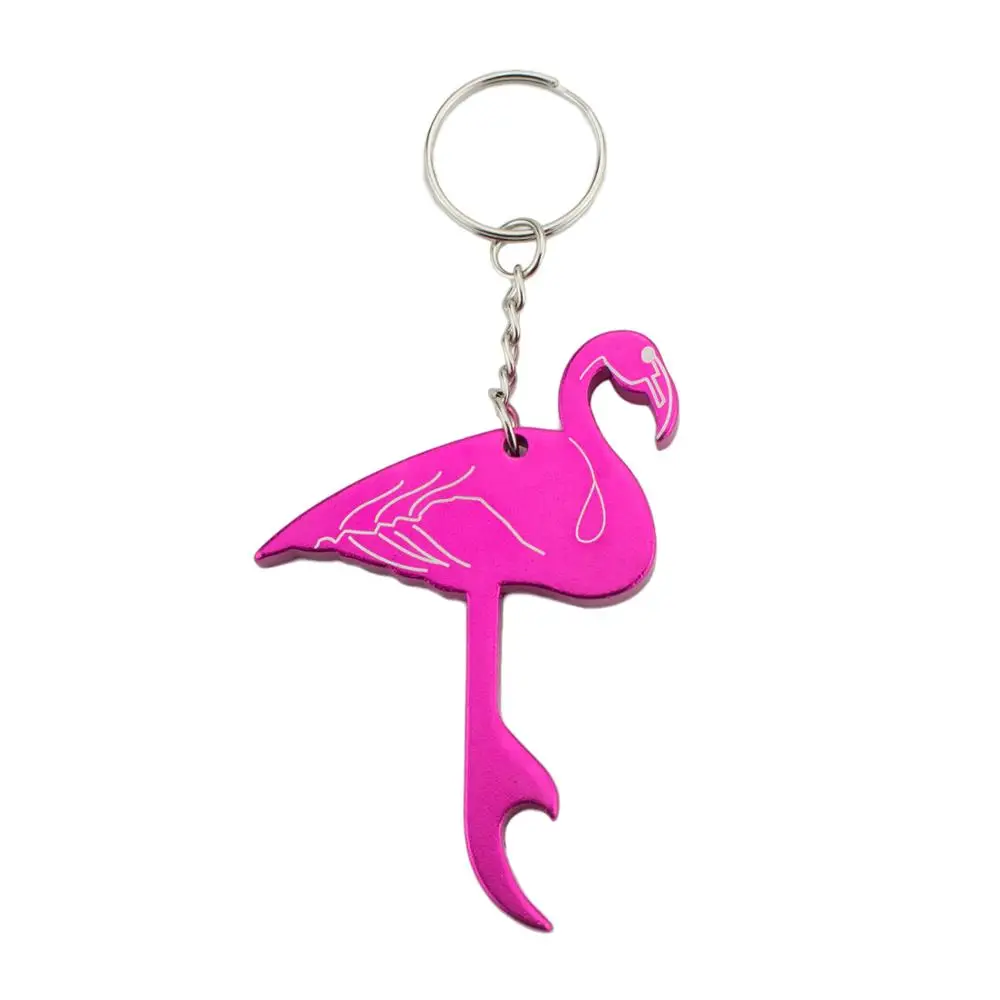 Flamingo TEMLUM бутылка c животными открывалка брелок из алюминиевого сплава открывалка для пива брелки можно выгравировать логотип для свадебных подарков - Цвет: Flamingo