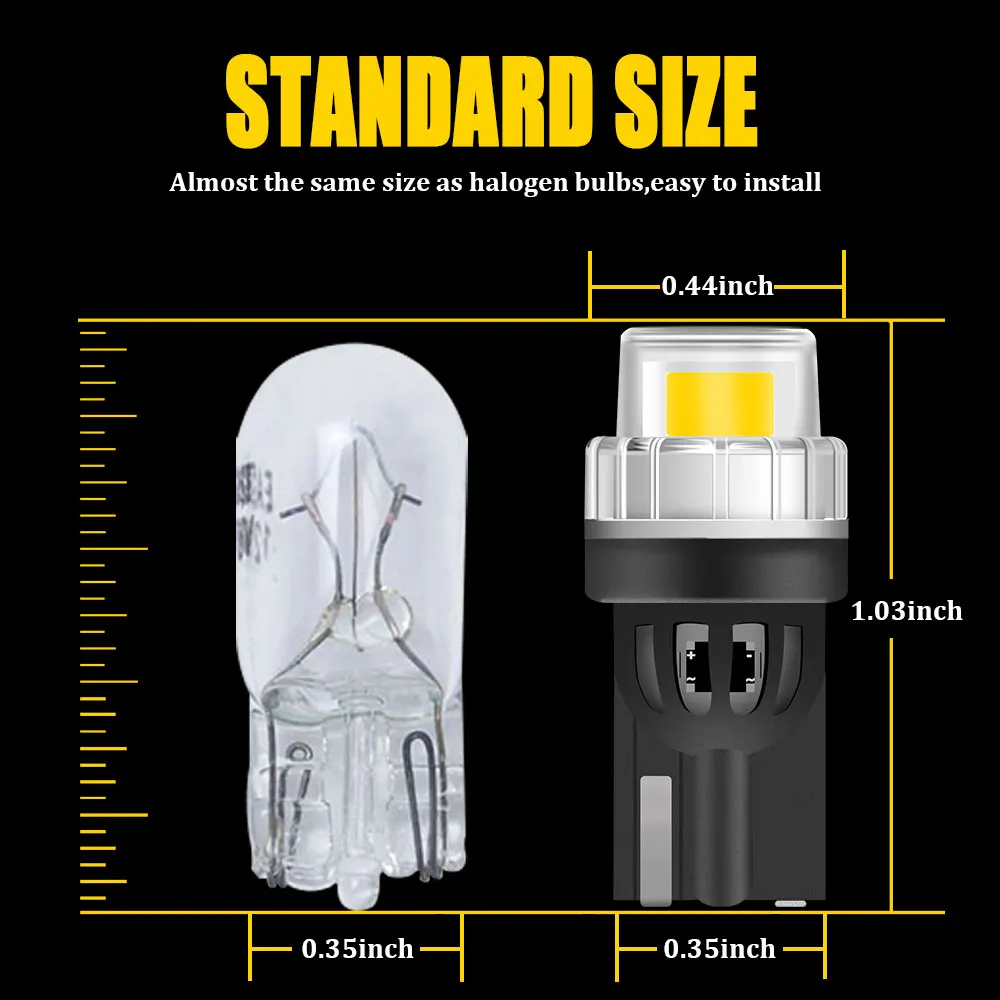 2 шт. T10 Led Canbus W5W светодиодные лампы 168 194 6000K Желтый Сигнальная Лампа Купол Чтение