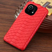 Genuine Python Leather Case for Xiaomi Mi 11 9T 10T 11T Pro Poco X3 Pro F3 M3 Cover for Redmi Note 10 Pro 10S Note 8 9 Pro 9S 7