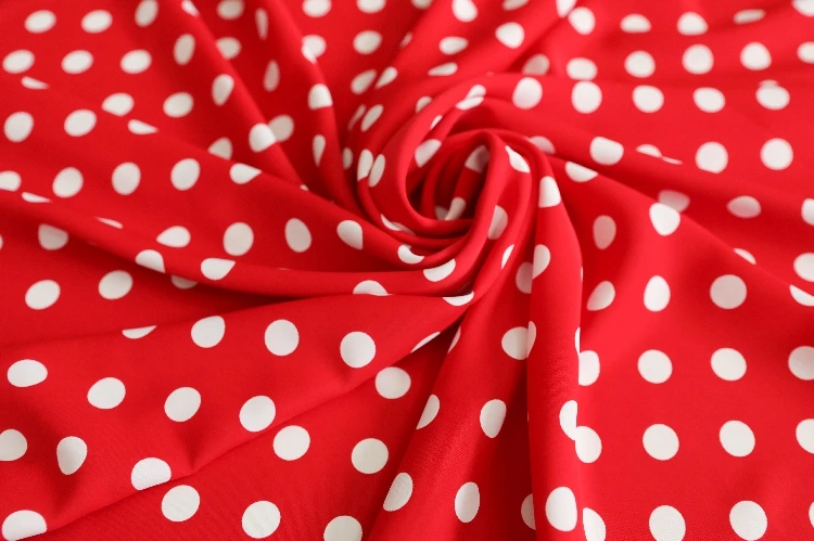 Шифоновая модная ткань в красный горошек шириной 57 дюймов летняя мягкая