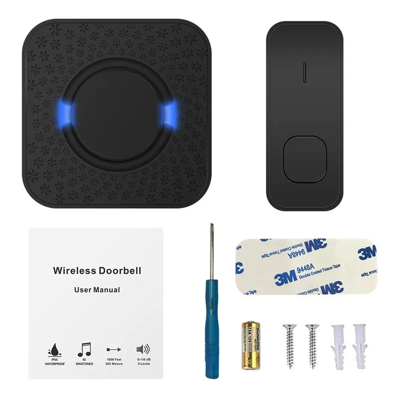 Беспроводной дверной звонок с 55 звуковыми сигналами водонепроницаемый