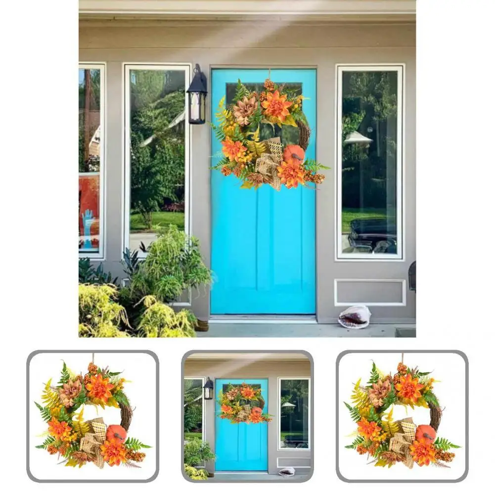 

Artificial Bow Wreath Wide Application Fall Wreath Hanging Durable Beautiful Rustic Autumn Artificial Bow Wreath