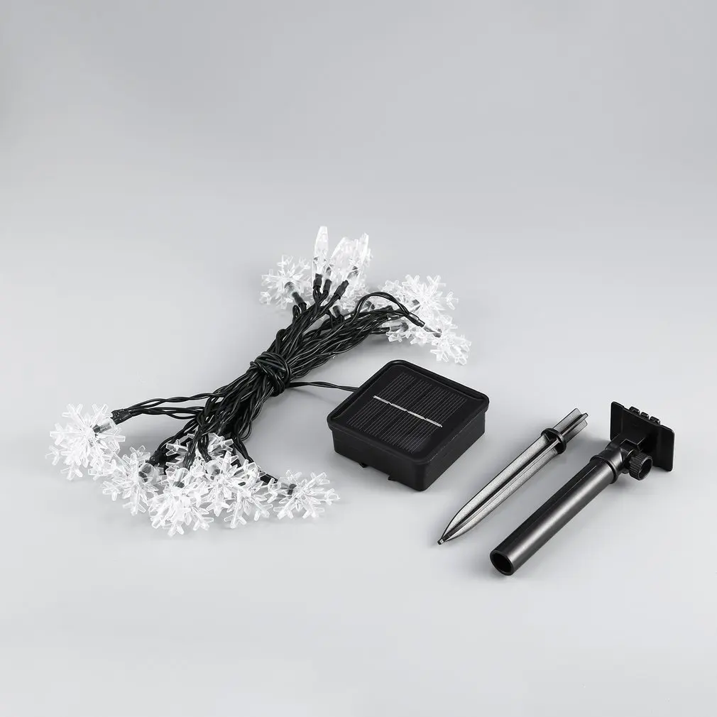 20 светодиодный водонепроницаемый светильник в виде снежинок с солнечной панелью