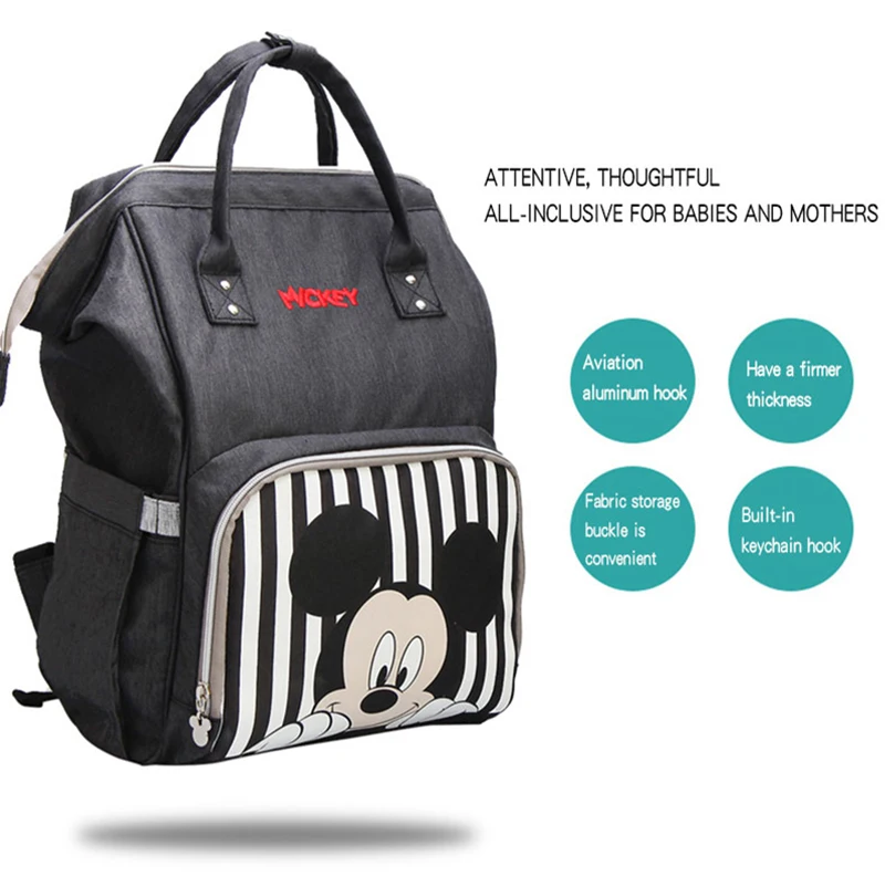 Disney Minnie Mickey Mommy Bag for Baby Usb Diaper Backpack Maternity In Nappy Bags Large Capacity Stroller New |