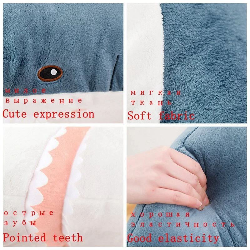 

80/100/140CM Big Size Soft Toy Plush Shark Stuffed Toys Plush Toys Sleeping Cute Pillow Cushion Stuffed Animal Gift For Children