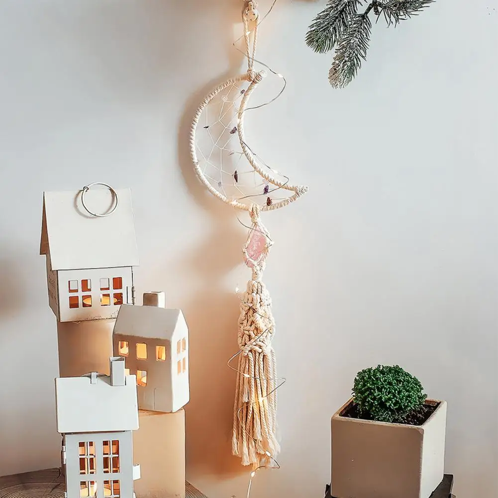 

Lightweight Modern Macrame Woven Wall Hanging Moon Dream Catcher Cotton Rope Wall Hanging Tapestry Wall Hanging for Home