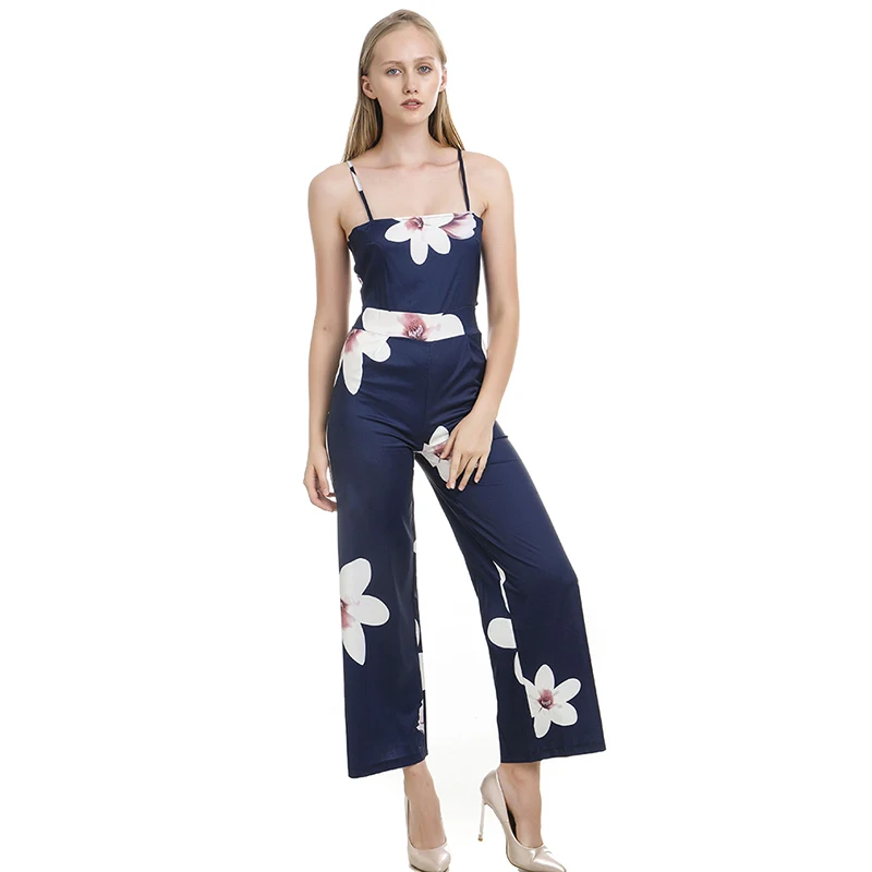 Модные женские комбинезоны с принтом на бретельках повседневные свободные брюки
