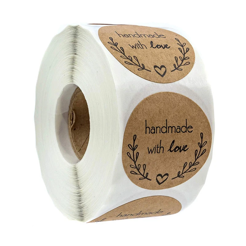 100 500 шт. круглые наклейки ручной работы из натуральной крафтовой