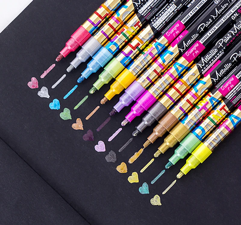 

color metal flash pen photo album DIY card marker color painting supplies graffiti pen stationery colores drawing back to school
