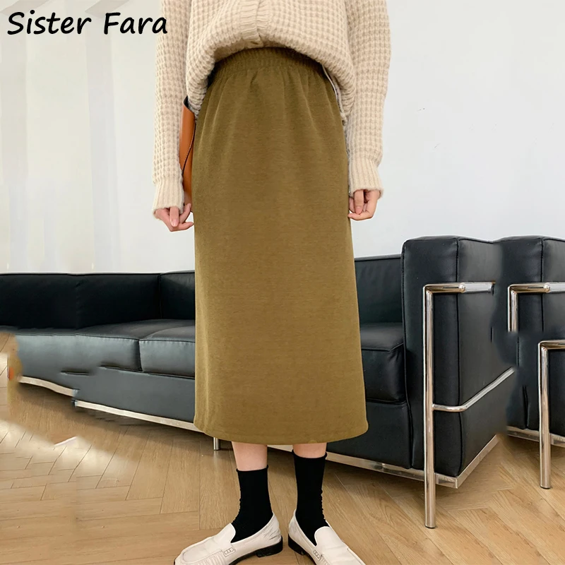 

Женская Вельветовая юбка с высокой талией, средней длины