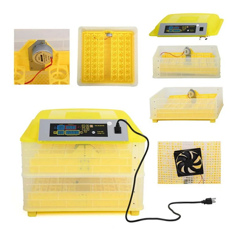 

Full Automatic Chicken Farm Dual Power Auto Egg Turning 48/56/96 Chicken Eggs Incubator Hatcher