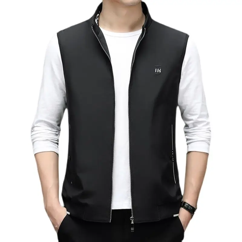 

Зимняя новая мужская пуховая куртка, повседневный жилет, утолщенный теплый однотонный пуховик на молнии с дверным карманом, украшенный тре...