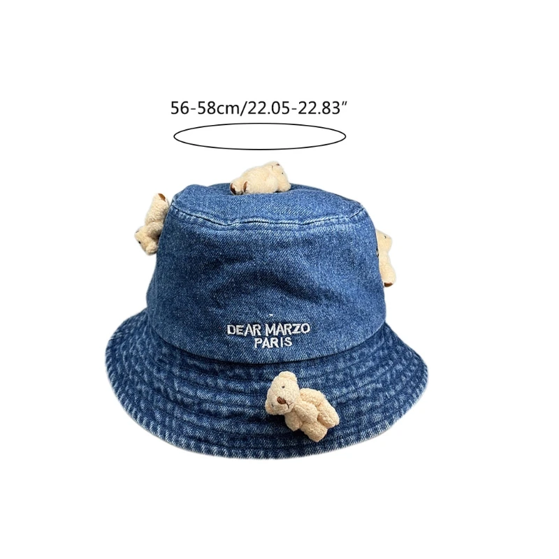 

50LD Packable Fishing Hat Summer Travel Bucket Hat for Unisex Women Men Camping Outdoors Hat with Fuzzy Bear Design