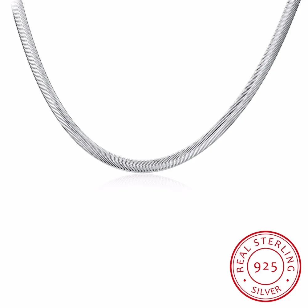 Женское Ожерелье в стиле панк ожерелье из серебра 925 пробы с плоской цепочкой под