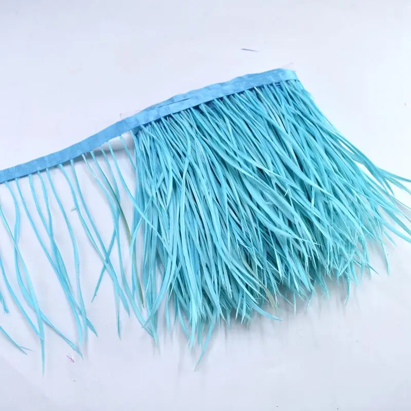 blue 1 м кожа розовый гусиные перья отделка бахрома швейная одежда 6-" DIY натуральные волосы перья ленты вечерние свадебные украшения - Цвет: blue