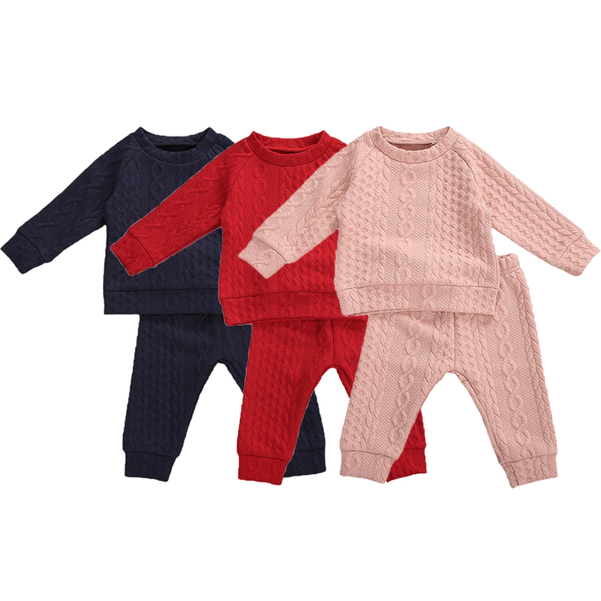 

0-4Y Toddler Baby Girls Boys Fall Winter Knit Clothes Set 2pcs Thicken Knitted Sweater Top and Leggings Pant Baby Warm Outfits