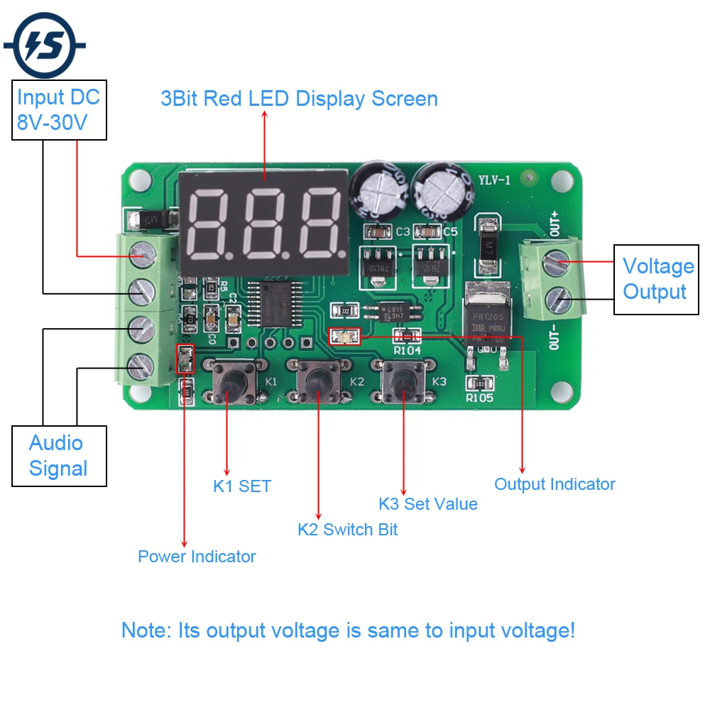 Детектор звукового сигнала Звуковой Монитор постоянного тока 8 в-30 в 0 1 с-99 9 с
