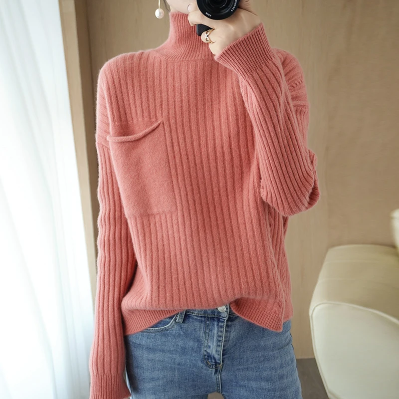 adohon 2020 woman winter 100% Cashmere sweaters autumn knitted Pullovers High Quality Warm Female thickening Turtleneck