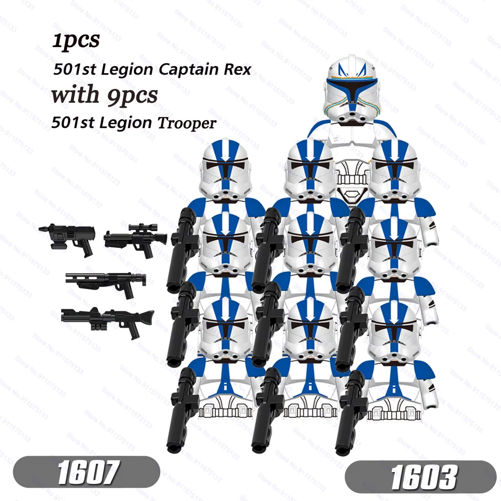 

10pcs/lot 501st legion Clone Troopers with Captain Rex Assemble Building Blocks Bricks Star Action Figure Wars Toys Kids Gift