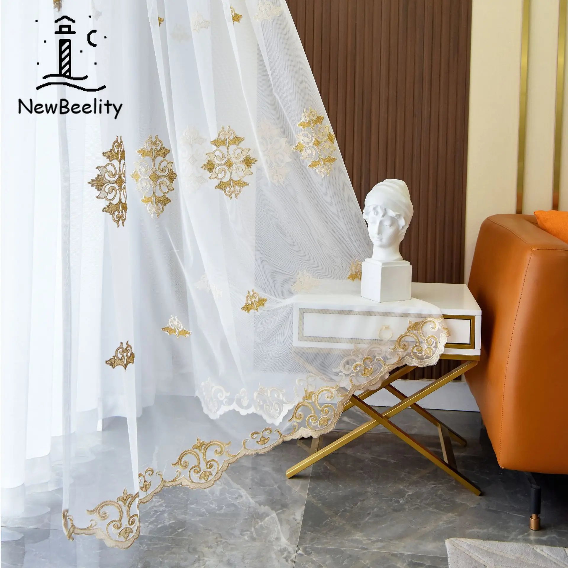 

Modern Simple European New Modern Simple Embroidered Light Luxury Window Screen Curtains for Living Dining Room Bedroom