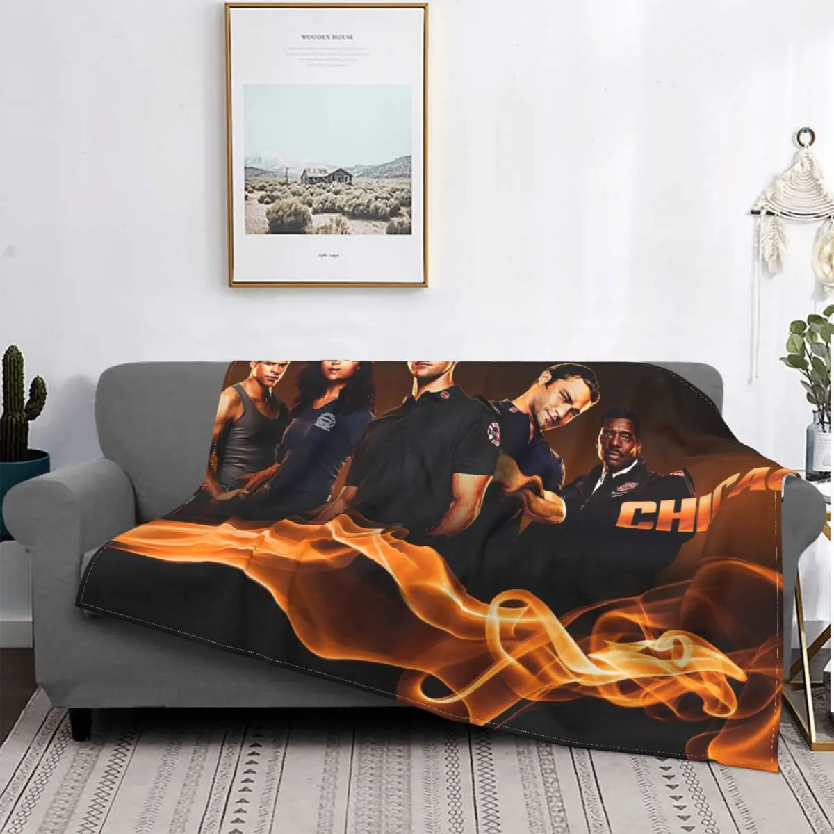 

Chicago Fire Blankets Fleece Decoration Ultra-Soft Throw Blankets for Bedding Bedroom Plush Thin Quilt