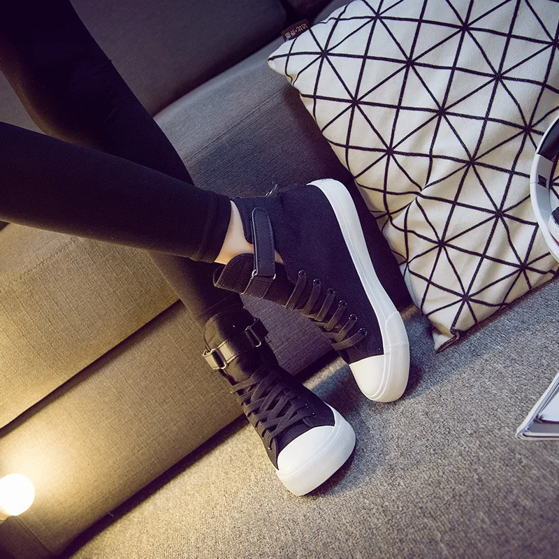 Парусиновая обувь коллекция 2019 года женская модная на молнии Высокий Верх