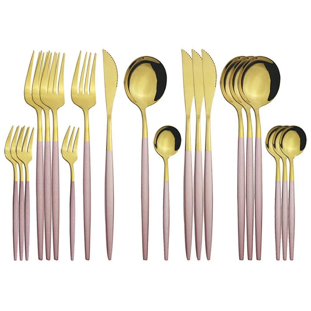 

Партиями по 5 комплектов/20 шт. розовое золото столовая посуда набор столовых приборов Ножи торт фрукт вилка Кофе столовая ложка, Нержавеющая...