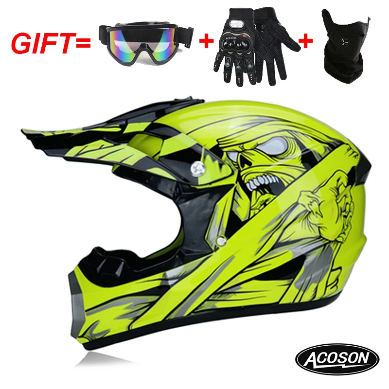 Motorcycle cross motorcycle helmet for motorcycle helmet down MTB DH off road motorcycle cross racing helmet point with goggles - Цвет: 3
