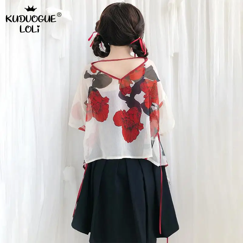 Платье-кимоно женское в японском стиле винтажная одежда с цветочным принтом для