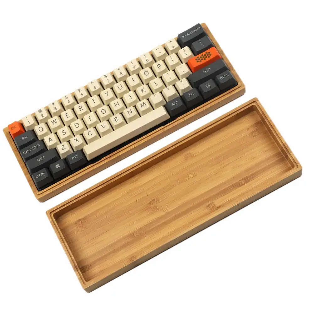 Handcraft GH60 Solid Wooden Case Bamboo QMK VIA PCB Plate For 60% Mini Mechanical Gaming Keyboard Compatible Pok3r Wooden Shell