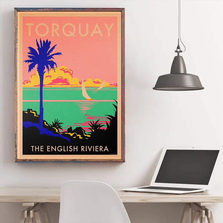 Постер для поездок в городе ручная роспись туристические аттракционы винтажная