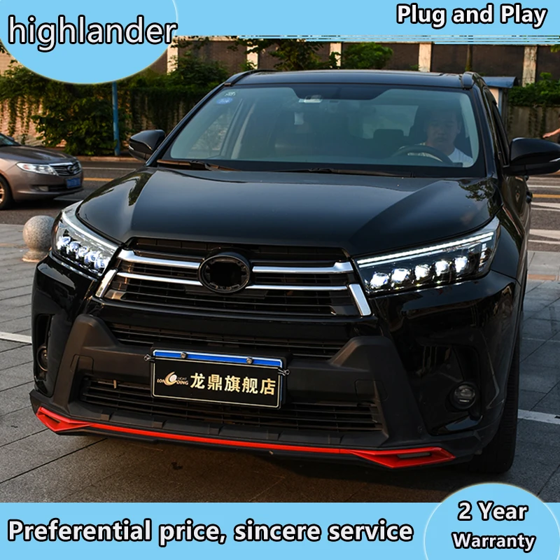 Автомобильный Стайлинг для 2018-2019 Новинка Highlander фары все светодиодный ные DRL Bi